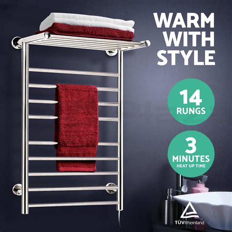 Devanti Heated Towel Rack Rail Stainless Steel Electric Rails Warmer