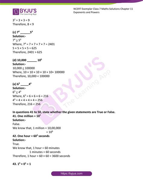 NCERT Exemplar Solutions For Class 7 Maths Chapter 11 Exponents And