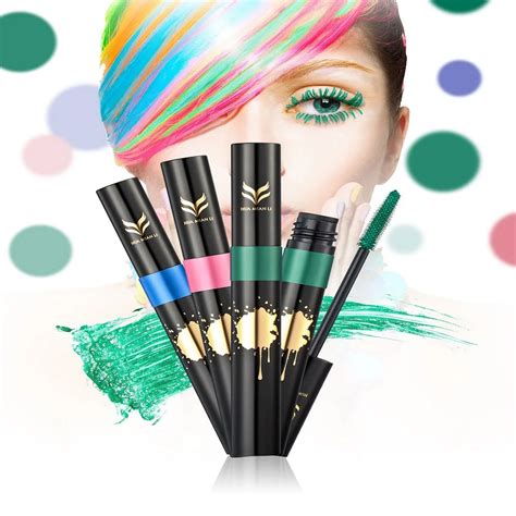 Colorful Green Mascara faint Waterproof Lengthening Curling Eye Lashes Mascara Silicone Women ...