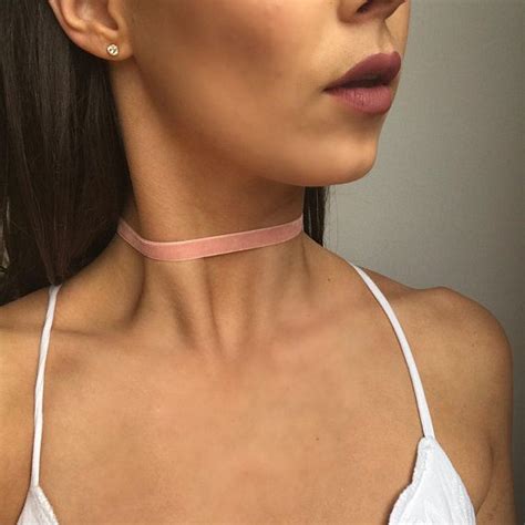 Basic Pink Choker Necklace Pink Velvet Choker Necklace Floral Dress