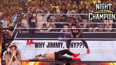 Jimmy Uso Betrays Roman Reigns At Wwe Night Of Champions Reaction Youtube