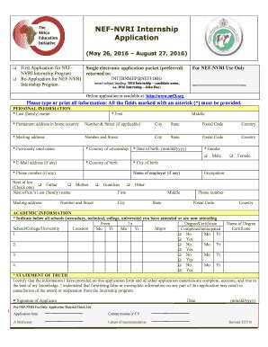 Fillable Online Nef Nvri Internship Fax Email Print Pdffiller