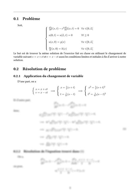 SOLUTION Resolution D Un Probleme Des Quations Aux Derives Partielles