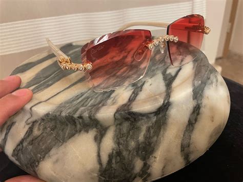 Cartier All White Buffs With Red Tint And Diamonds Passes Etsy