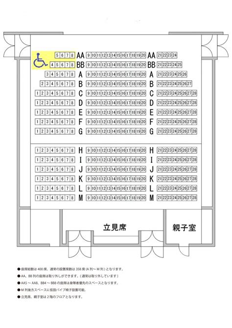 【座席表予想図】高知県 ア～ワ行の会場 座席表予想図 アリーナ