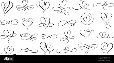 Love Hearts Flourish Calligraphy Hand Drawn Heart Romantic Text