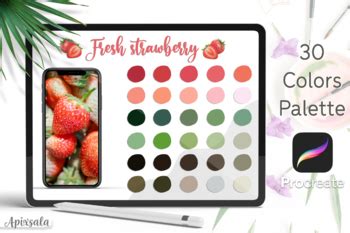 Procreate Color Palette Strawberry By Apixsala TPT