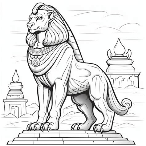 Premium Photo | Outline drawing of sphinx to color