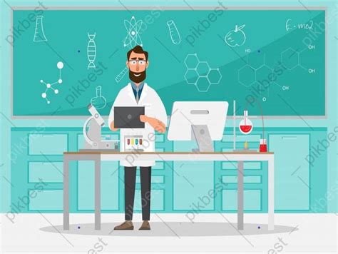 Medical Concept Scientists Man Research In A Laboratory Lab Vector