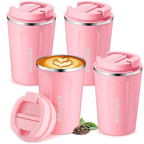 4 Pieces 13 Oz Insulated Coffee Travel Mug With Leakproof Lid Stainless Steel Coffee Cup