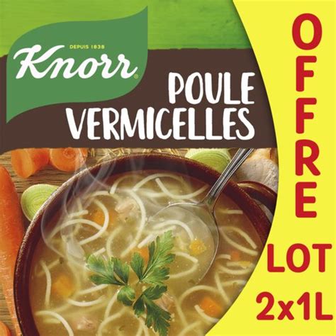 Soupe poule vermicelles petits légumes KNORR le lot de 2 briques de