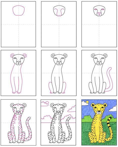 Easy How To Draw A Cheetah Tutorial And Cheetah Coloring Page Art