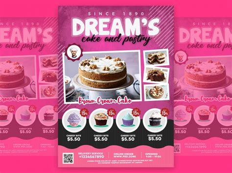 Free Cake And Pastry Flyer Template Psd