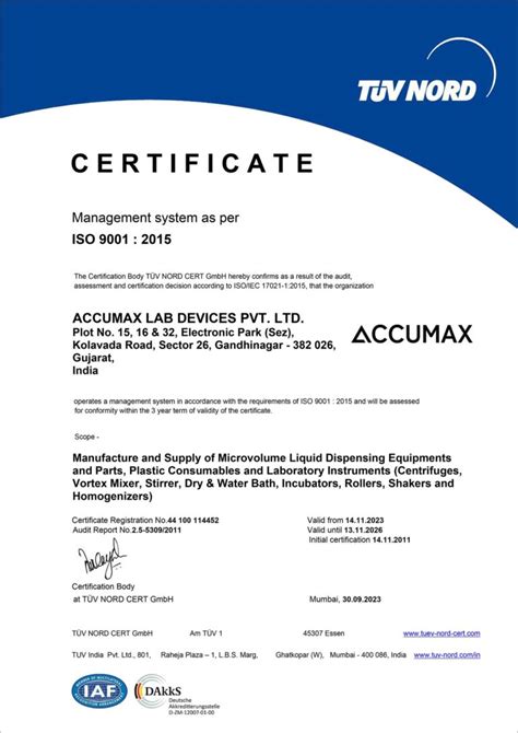 Certifications Accumax