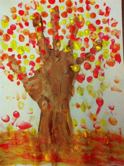 Fall Tree Finger Painting With The Kids Kindergarten Made These