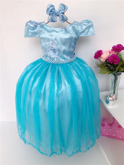 Vestido Infantil Azul Tifanny Damas De Honra Casamento Luxo Rosa