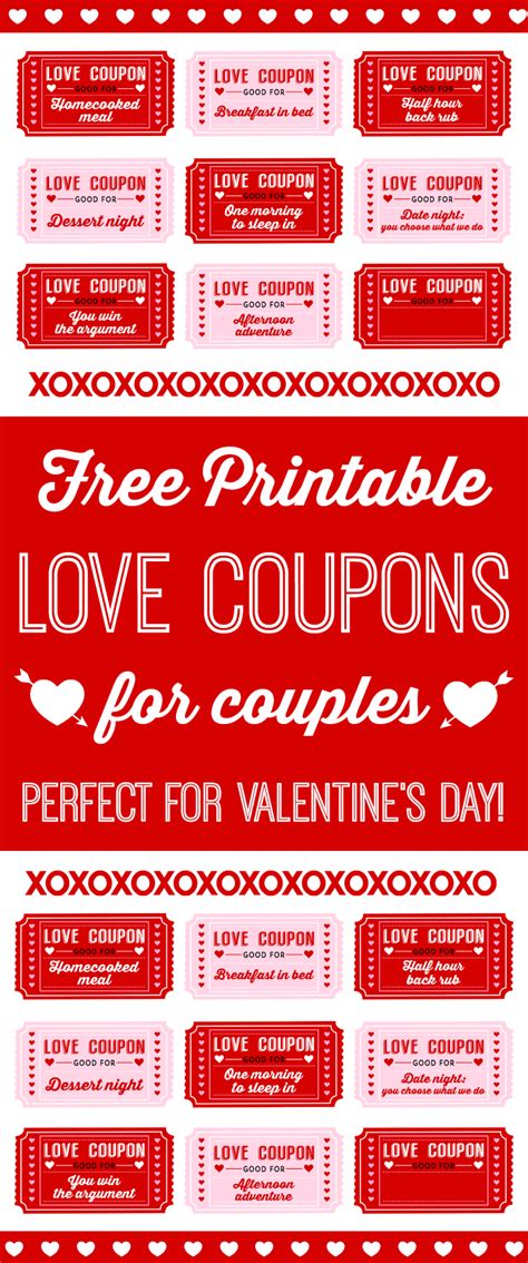 Free Printable Love Coupons For Couples On Valentines Day Catch My Party