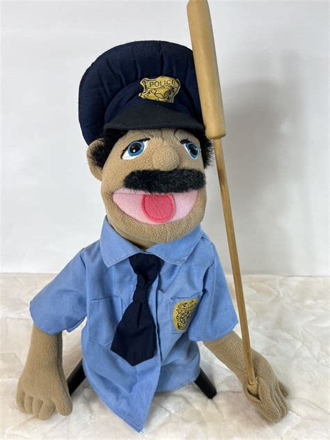 Melissa Doug Police Officer Hand Puppet Stick Light Brown Uniform 15