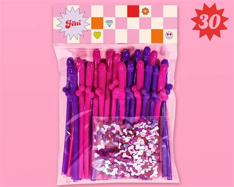 Xo Fetti Penis Straws Penis Confetti 30 Pcs Bachelorette Etsy