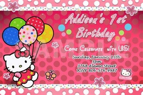 Hello Kitty 1st Birthday Invitations Drevio Free And Printable