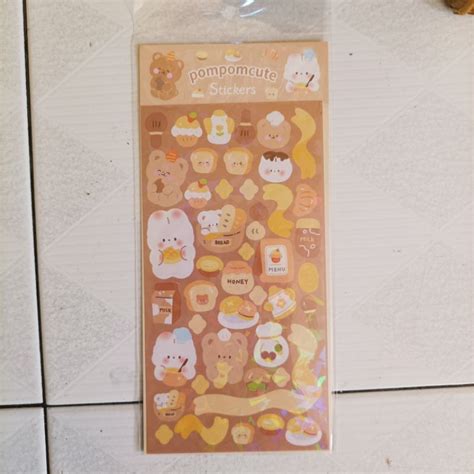 Jual Kiandaa Lembar Sticker Sheet Diary Glitter Motif Bear Rabbit