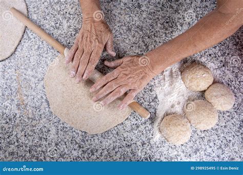 Turkish Style Making Bread With A Rolling Pin Yeast Dough Turkish