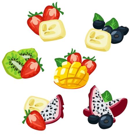 Set De Mezcla De Frutas Ilustraci N Vectorial De Pancartas Con Varias