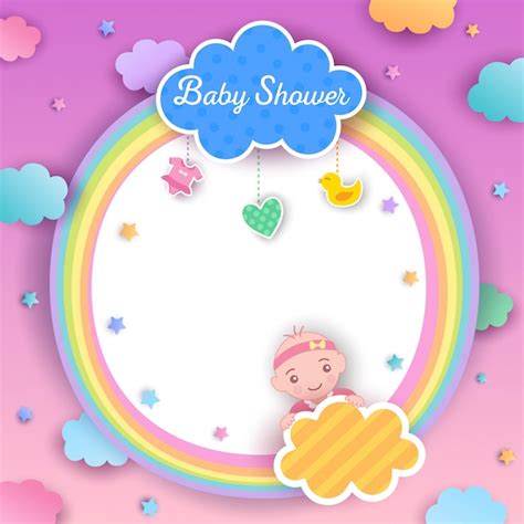 Baby Shower Chica Arcoiris Vector Premium