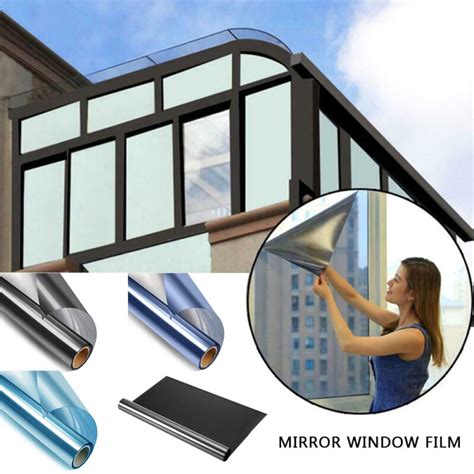 2 0 5m Reflective One Way Mirror Window Film Mirrored Privacy Sticky Glass Tint Ebay