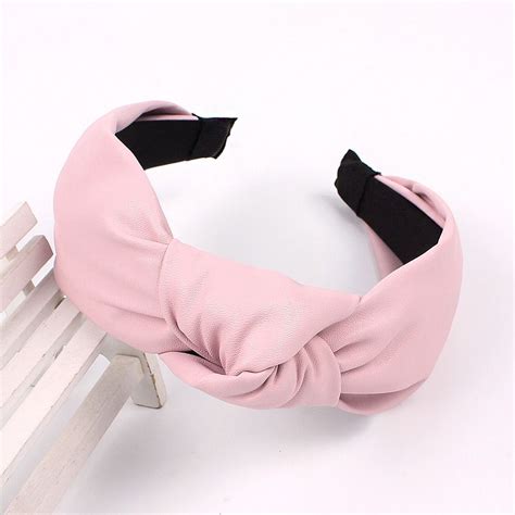 Top Knot Girls Knotted Headband Pu Leather For Women Leather Headbands