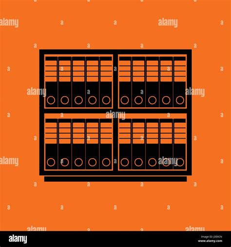 Office Cabinet With Folders Icon Orange Background With Black Vector