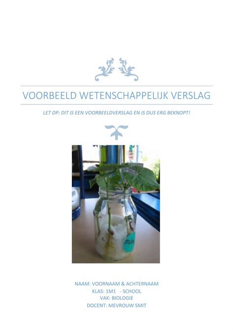 PDF VOORBEELD WETENSCHAPPELIJK VERSLAg Biologie Met Mijn