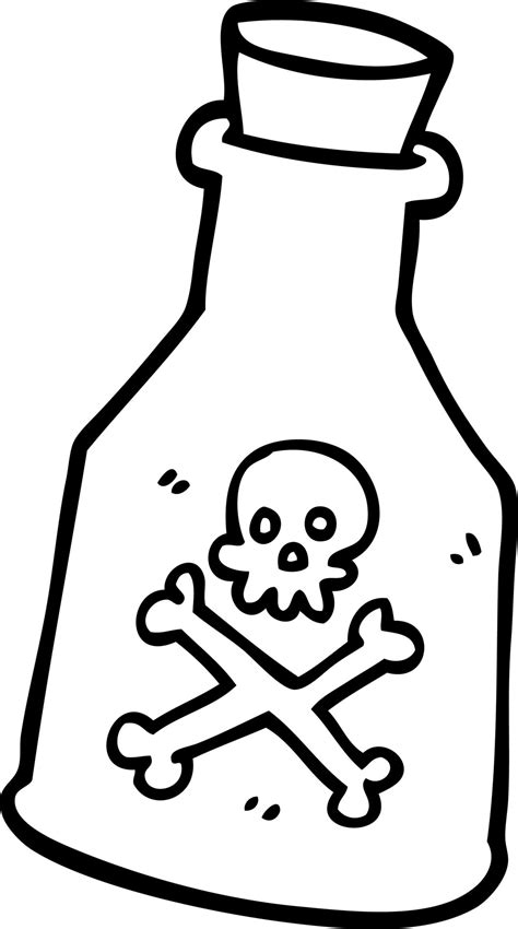 Line Drawing Cartoon Poison Bottle 12146731 Vector Art At Vecteezy