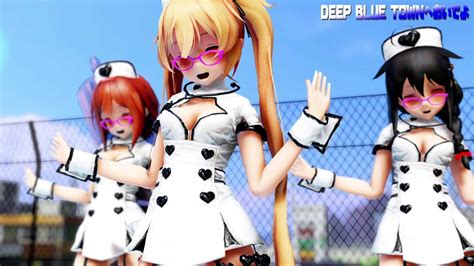 【mmd艦これ】白露型でdeep Blue Townへおいでよ ナースコスプレローアングルver 歌詞つき Youtube