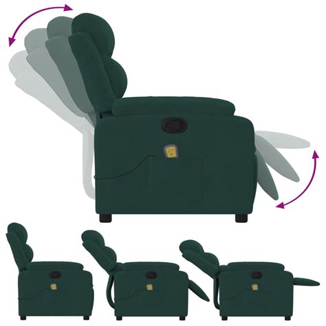 Vidaxl Massage Recliner Chair Dark Green Velvet