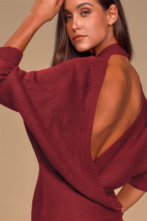 Sexy Burgundy Sweater Plunging Sweater Surplice Sweater Lulus