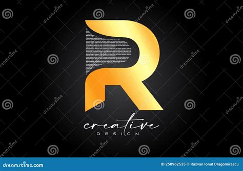 Golden R Letter Logo Design With Creative Letter R Made Of Black Text