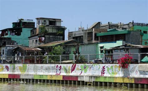 Manila Philippines Circa March Squatter Homes At The Pasig