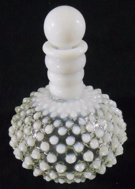 30 Fenton Glass White Opalescent Hobnail Perfume Bottle W Cork