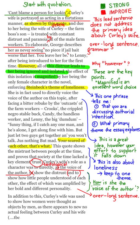 Of Mice and Men – Character Paragraphs: Annotated Drafts | EDUTRONIC ...