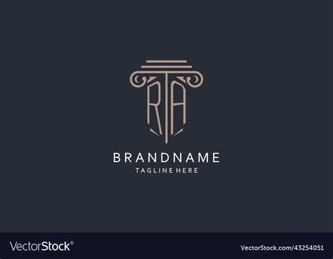 Ra Monogram Logo With Pillar Shape Icon Luxury Vector Image