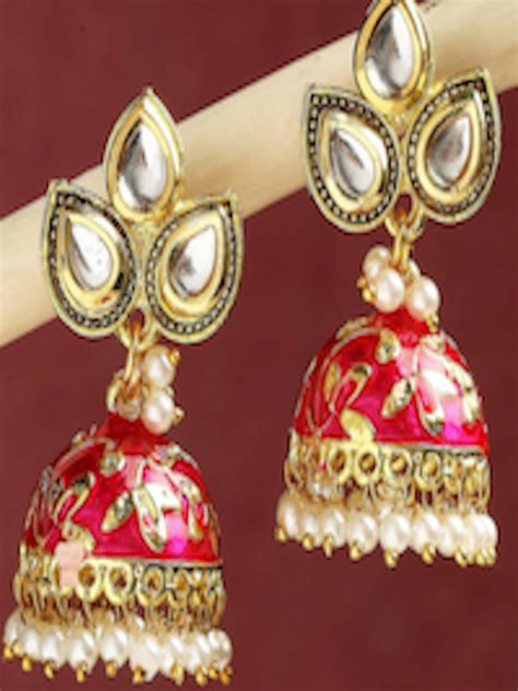 Buy Oomph Floral Meenakari Jhumkas Earrings For Women Myntra