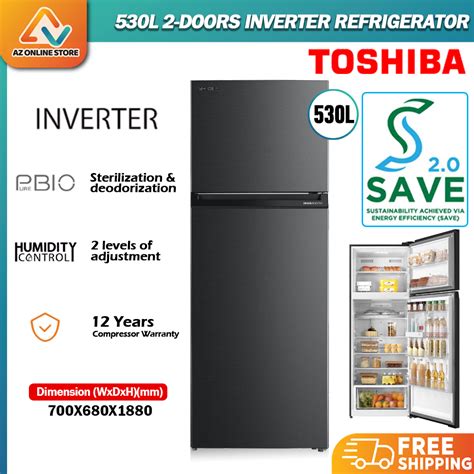 Toshiba L Refrigerator Gr Rt We Door Inverter Fridge Top Mount