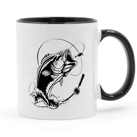 Camping Fishing And Big Fish Mug Coffee Milk Ceramic Cup Creative Diy