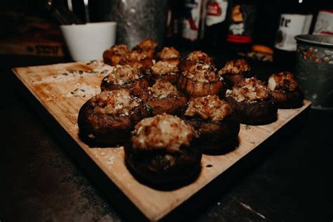 Fall Barn Wedding Wedding Reception Hors D Oeuvres Stuffed Mushrooms