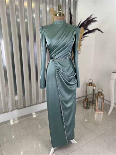 Satin Maxi Dress Dubai Islamic Clothing Hijab Prom Etsy