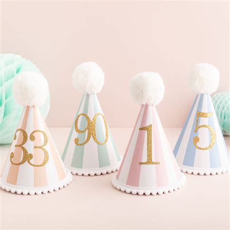 Any Age Pastel Stripe Party Hat Postbox Party