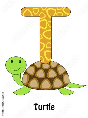 Letter T And Turtle Alphabet For Children Stock Image And Royalty