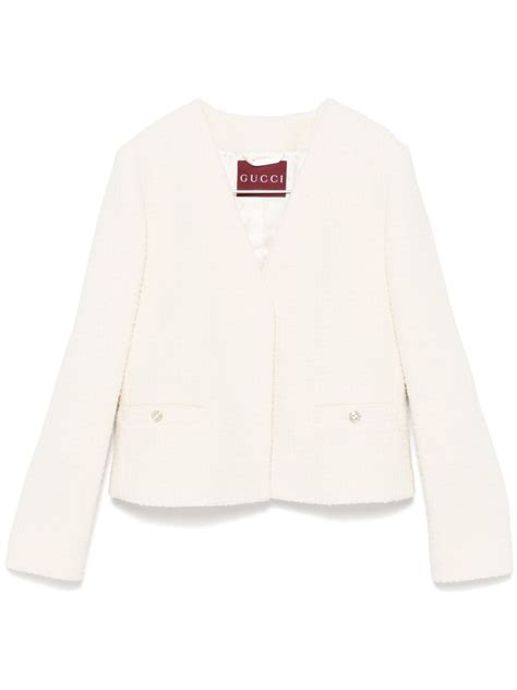Gucci Damier Bouclé Jacket White Farfetch Au