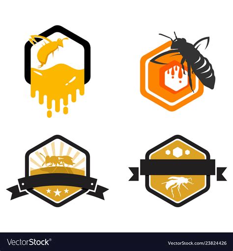 Honey bee hive honeycomb logo template Royalty Free Vector